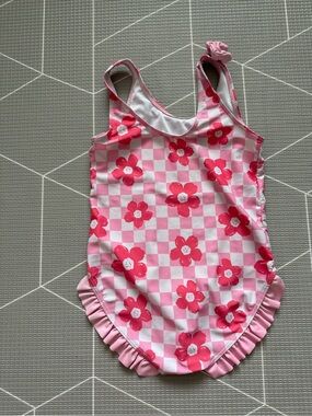 Small shop|Big girl swimsuit,Pink Floral Checkerboard One-Piece Swimsuit,boho•7